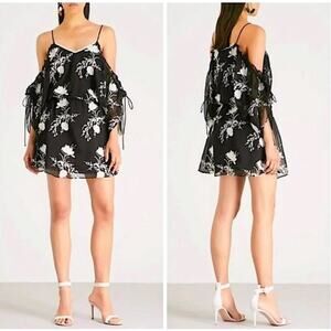 ALICE + OLIVIA Black & White Holden Embroidered Floral Mini Dress Size‎ XS